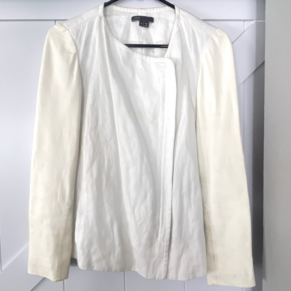 Vince white/cream linen/leather blazer-small-S/2-4